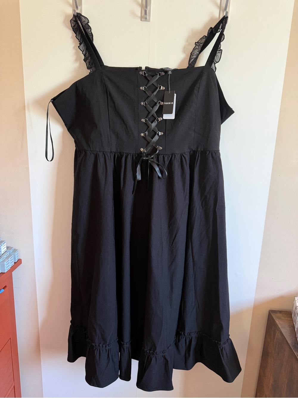 Torrid Nightfall NWT Babydoll Dress Size 28 Lace Up Gothic Corset